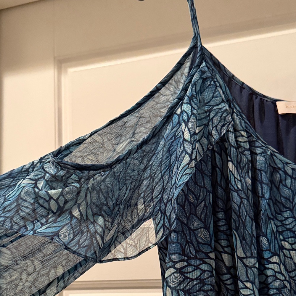 Ramy Brook Blue Patterned Open-Shoulderdress - image 4